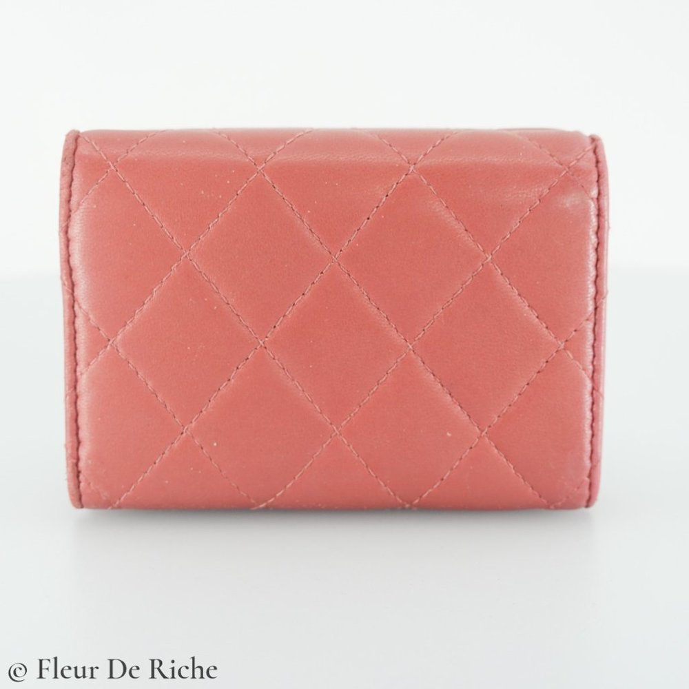 Chanel Classic Trifold Pink Flap Wallet Quilted Lambskin - Picture 3 of 10